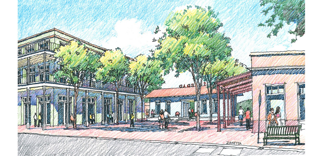 Planned transit plaza for future Amtrak Station at Front and Main