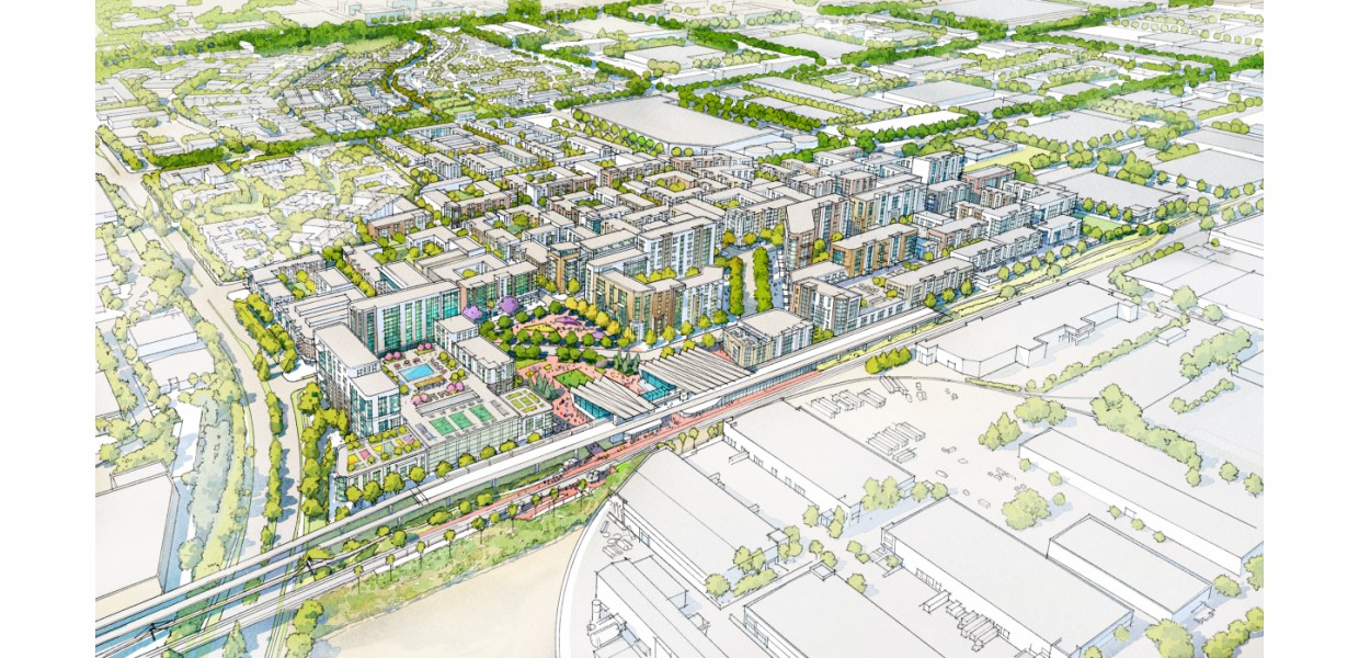 HART District Focus Area - anchored by existing Metrolink station, new high-speed rail and airport connector